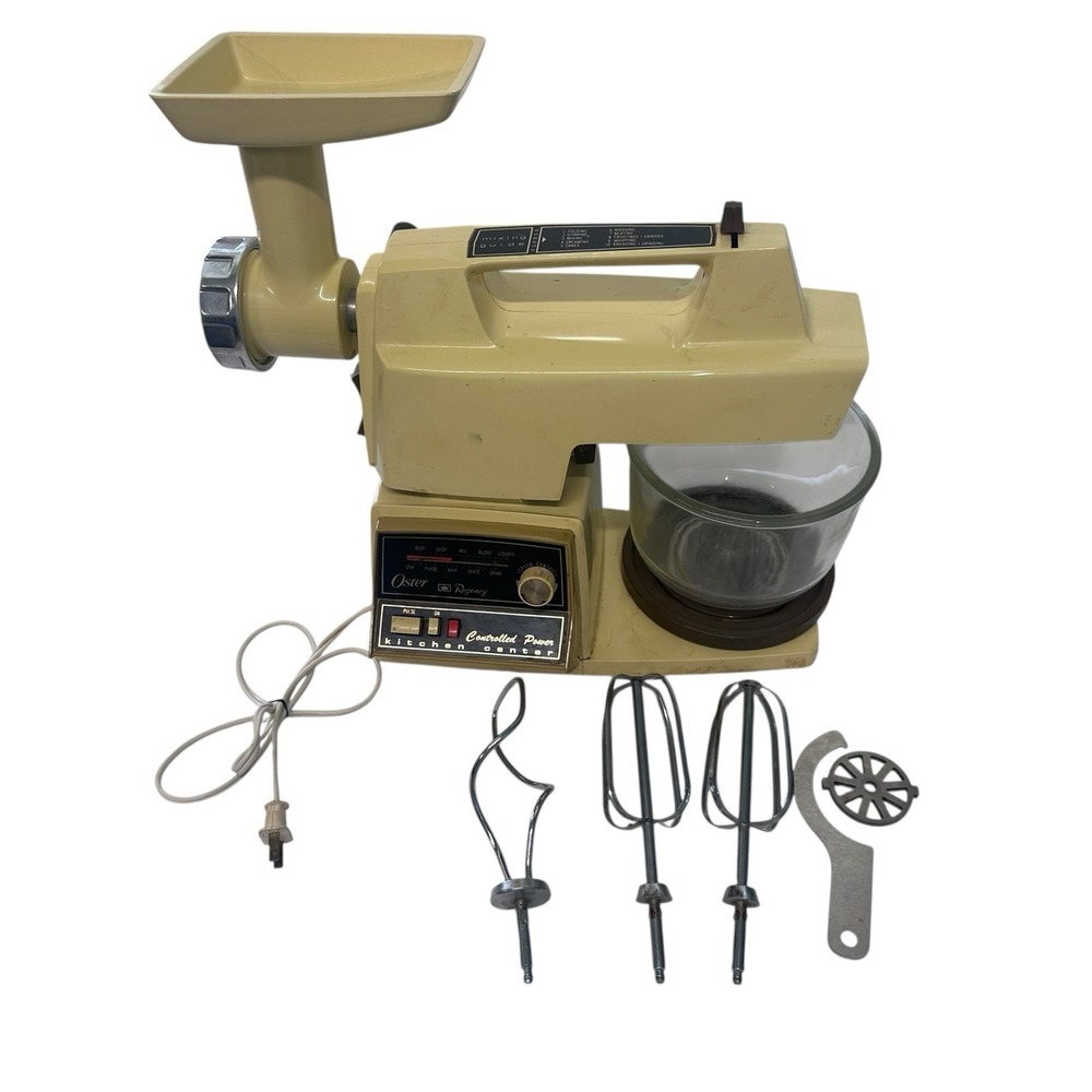 Vintage‎ Oster Regency Kitchen Center 10 Speed Mixer With Glass Bowl And Beaters
